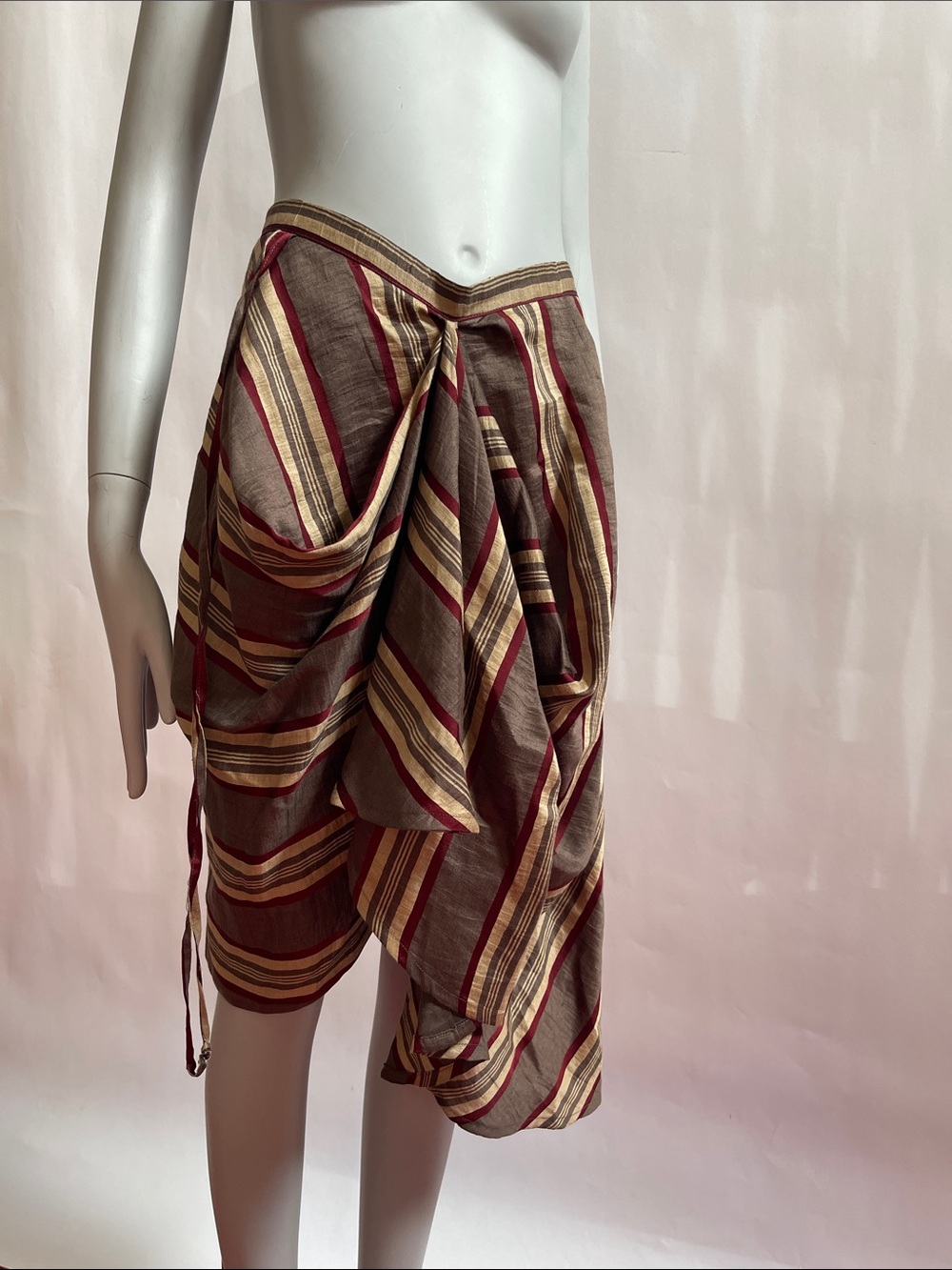 Vivienne Westwood Anglomania 2014 Linen Striped Wrap Skirt IT42 - Picture 6 of 14